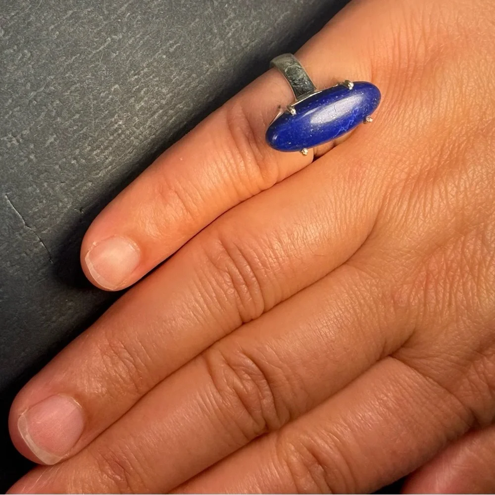 Lapis Lazuli Ring - 925 Sterling Silver - Size 6 - 5.7g - Newl